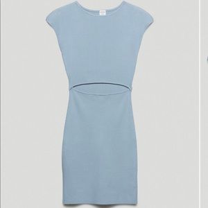 Aritzia cut out knit mini dress | dune blue